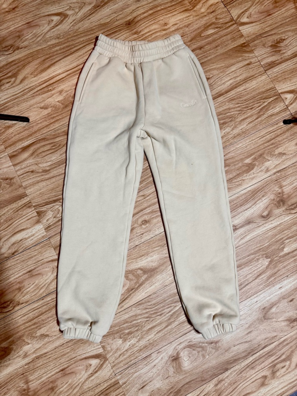 Comfrt Cream Fleece Joggers with Elastic Waist